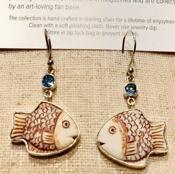 Chris  Bales Jewelry - SOLD!! Chris Bales 925 Carved Fish Earrings NWT